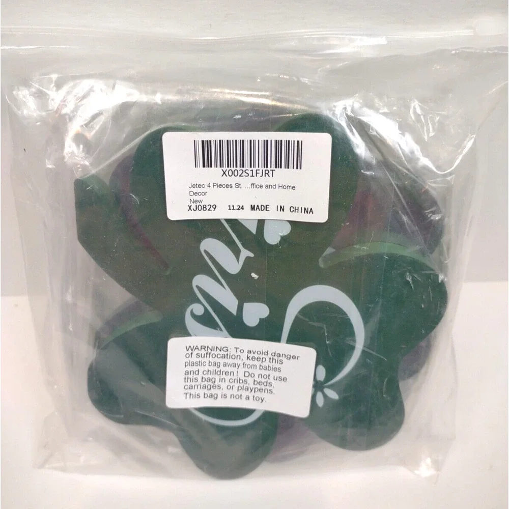 St. Patrick's Day Freestanding Shamrock Decor 4 Pieces Wooden Shamrock Jetec